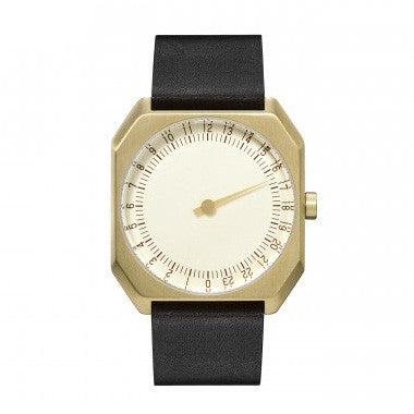 Slow Jo 16: Black Vintage Leather / Gold Dial