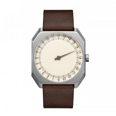 Slow Jo 17: Dark Brown Vintage Leather / Creme Dial