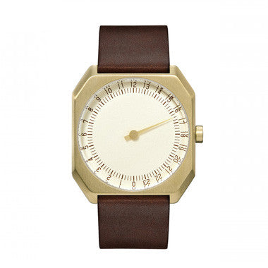 Slow Jo 18: Dark Brown Vintage Leather / Gold Dial