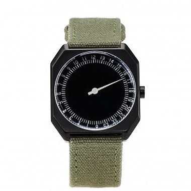 Slow Jo 15: Olive Green Canvas / Black Dial